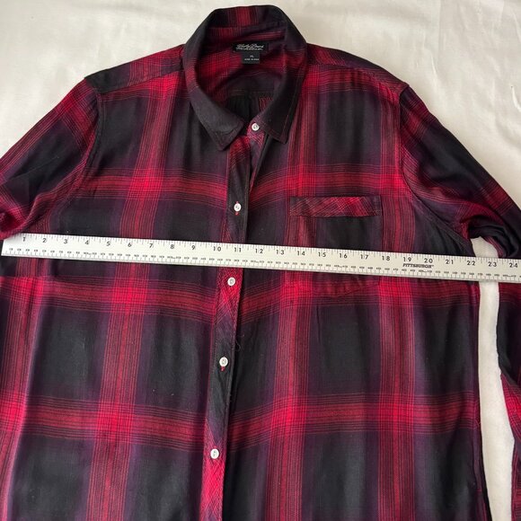 Lucky Brand Red & Black Plaid Tunic Top  XL -Convenient Slit Pockets- - Picture 15 of 15